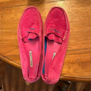 Manolo blahnik pink suede loafers size 41